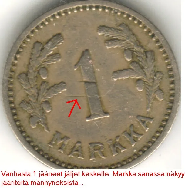 1 markka 1929 päällelyönti