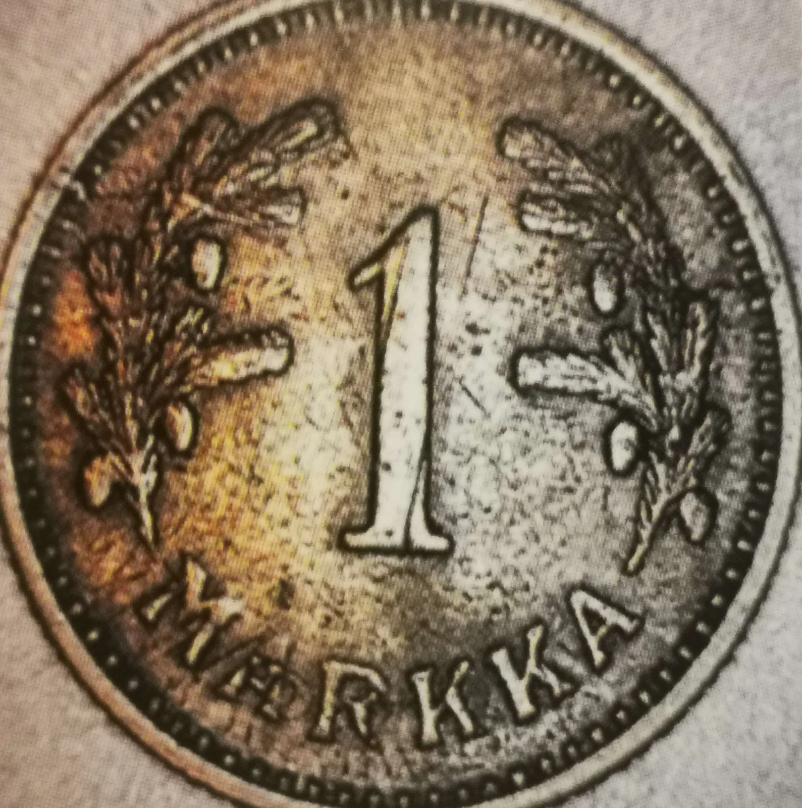 1 markka 1930 päällelyönti arvopuoli