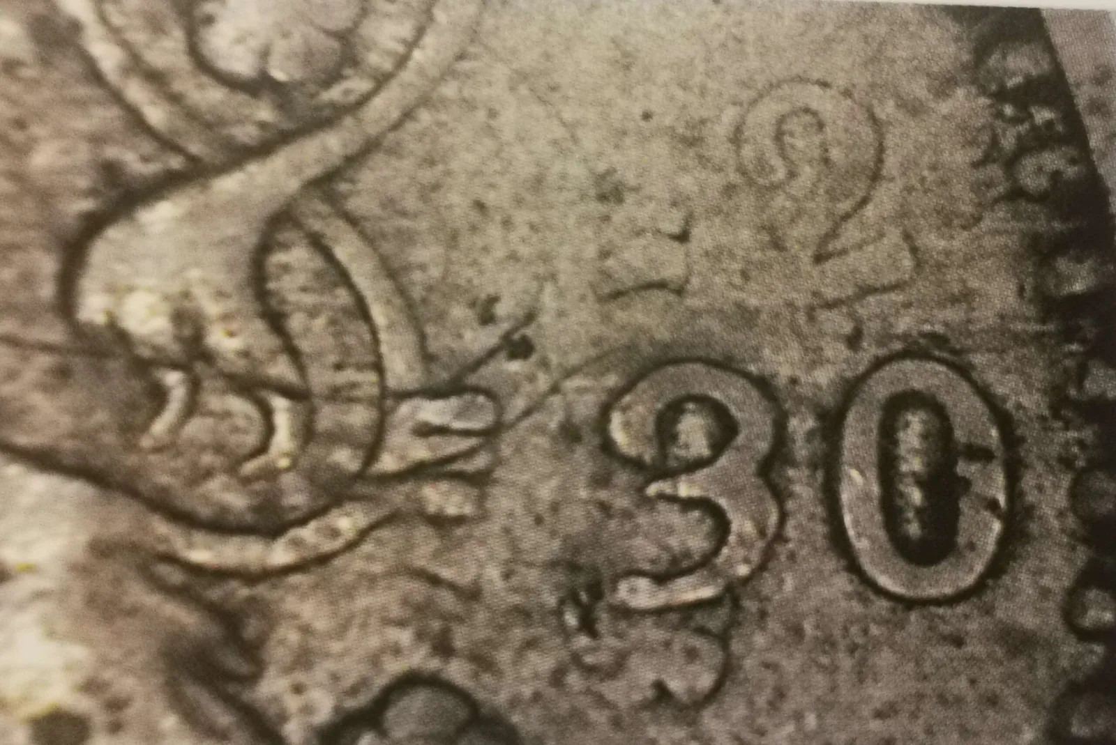 1 markka 1930 päällelyönti tunnuspuoli