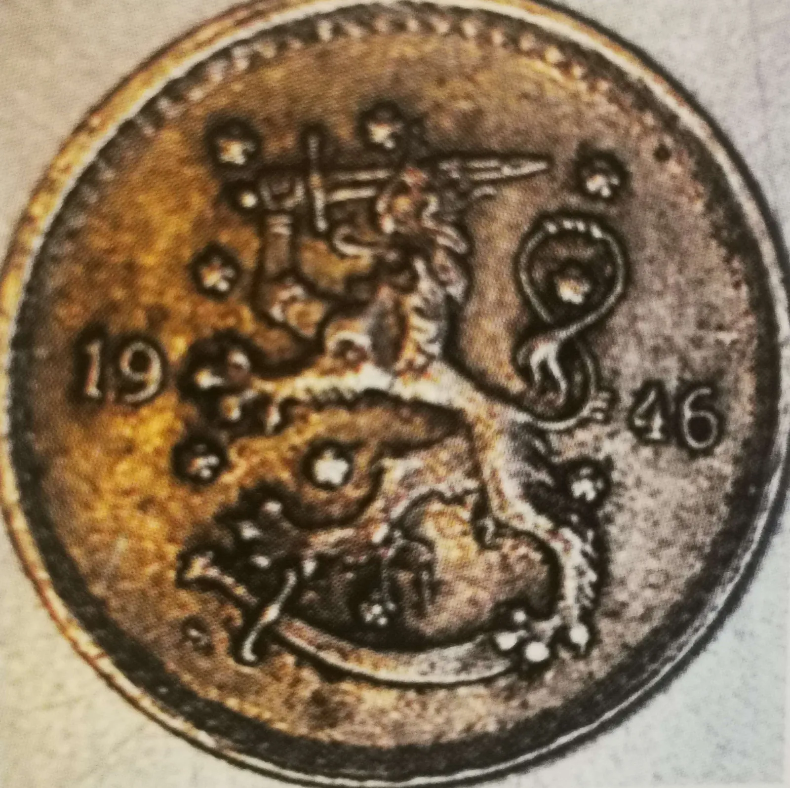 1 markka 1946 variantti 1.1 tunnuspuoli