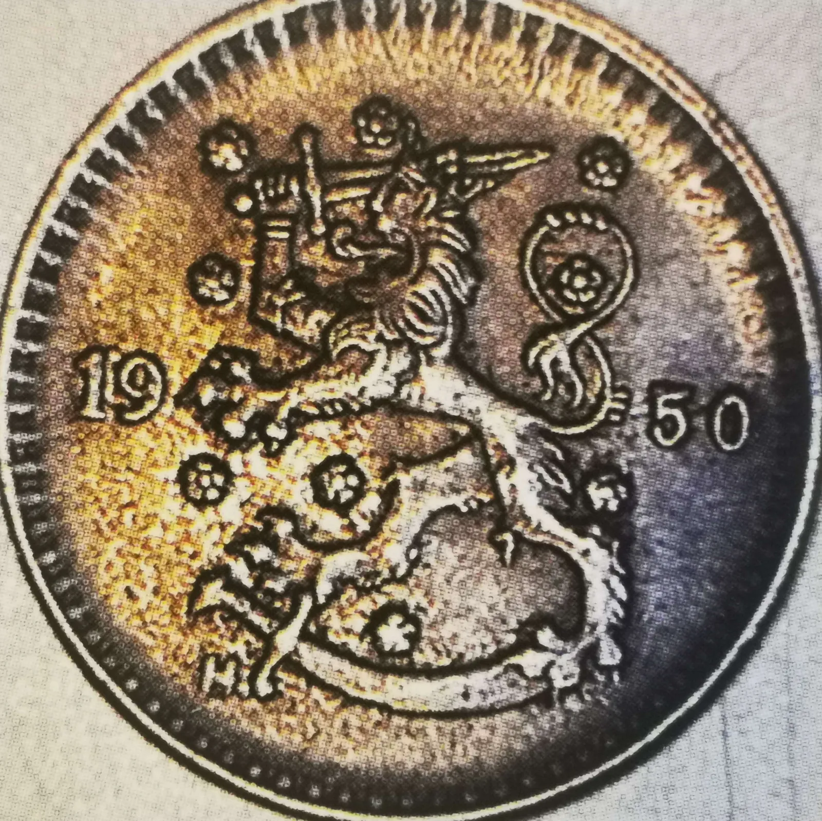 1 markka 1950 variantti 1.1 tunnuspuoli