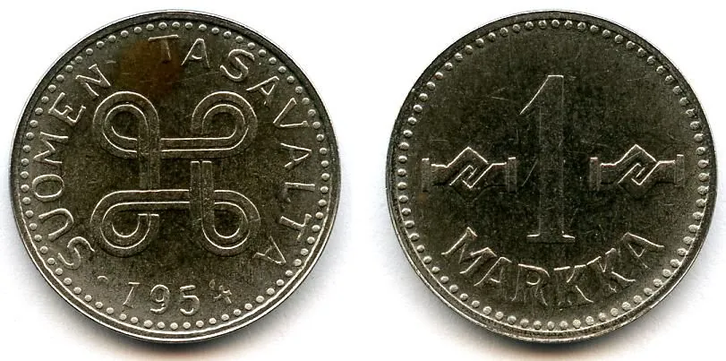 1 markka, rauta, helmireuna molemmilla p