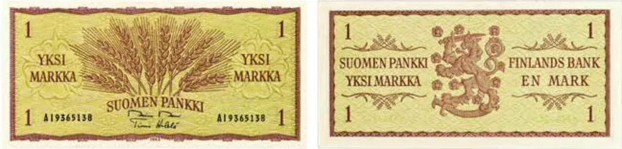 1 markka 1963 arvo- ja tunnuspuoli