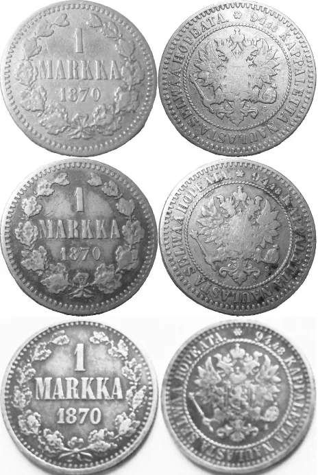 1 markka suuriruhtinaskunta tunnetut väärennökset 1870