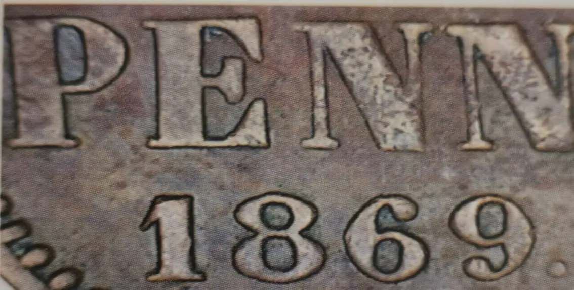 1 penni 1869 - variantti 1 - Arvopuoli