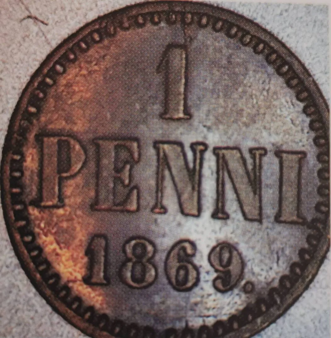 1 penni 1869 - variantti 5 - Arvopuoli