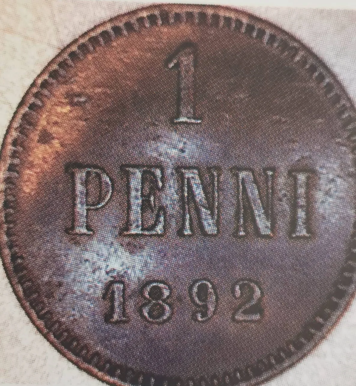1 penni 1892 - variantti 2 - Arvopuoli