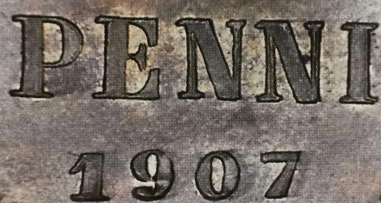 1 pennia 1907 - Variantti 1.3 arvopuoli