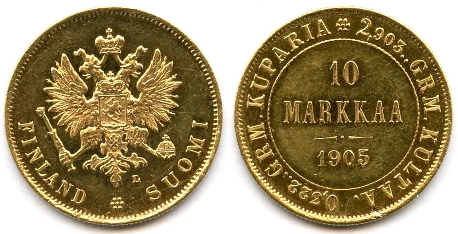 10 markkaa 1905 harvinainen vuosi