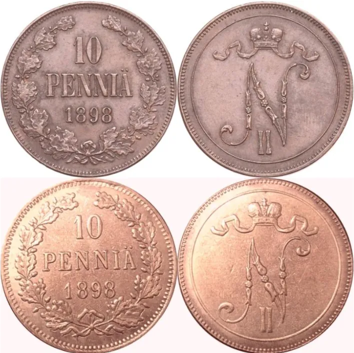 10 Penniä 1898 väärennös