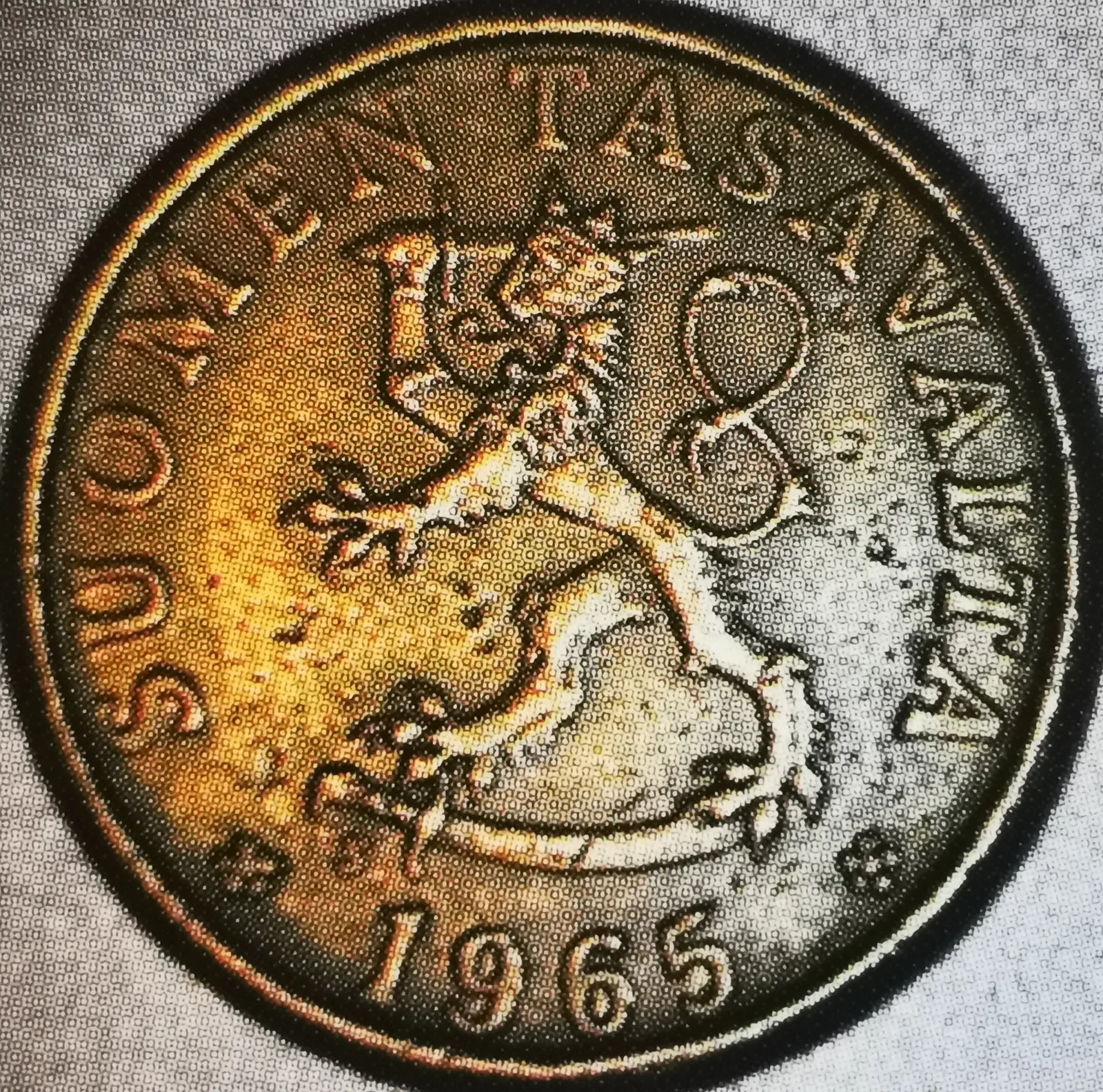 10 penniä 1965 variantti 1.2 tunnuspuoli