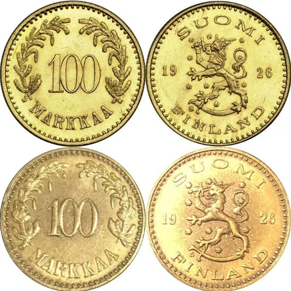 100 markkaa 1926 väärennöksen vertaaminen aitoon rahaan
