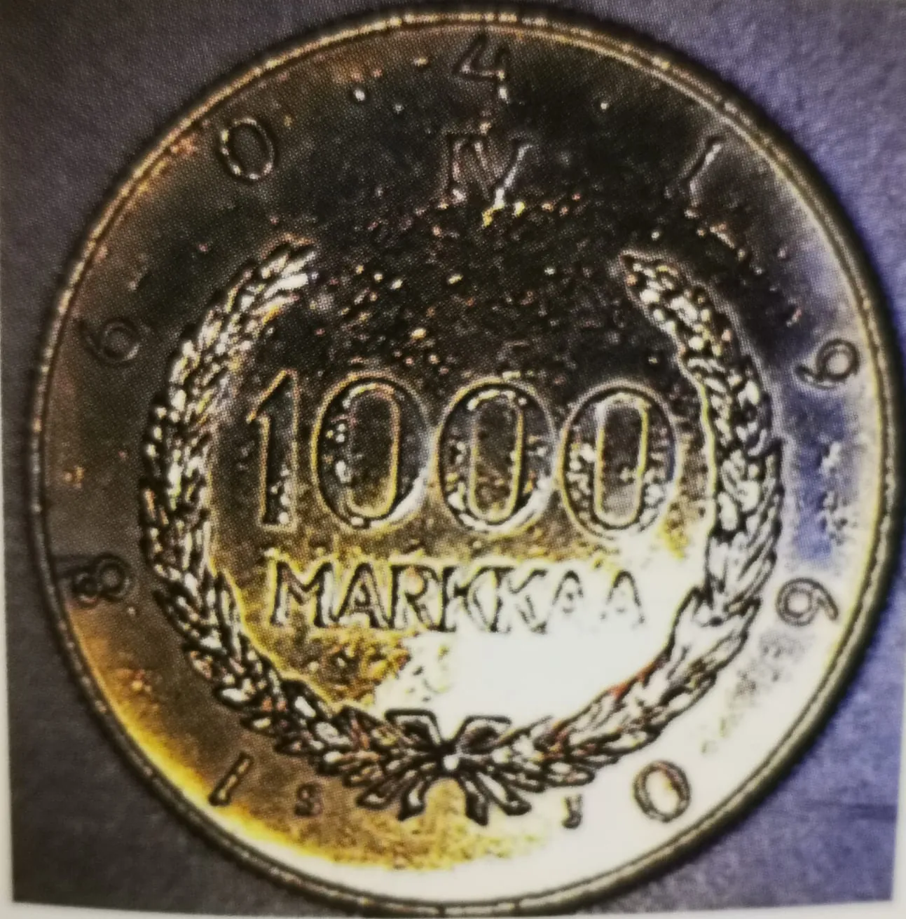1000 mk Suomen markka 100 v, arvopuoli