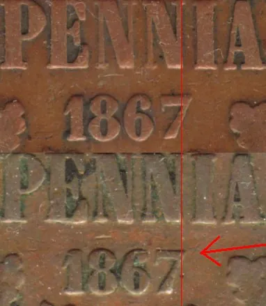 10 penniä 1867 variantit