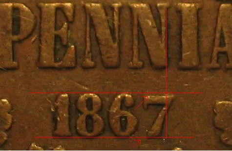 10 penniä 1867 variantti
