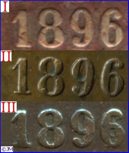 10 penniä 1896 variantit