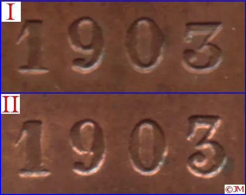 1 penni 1903 iso ja pieni 3