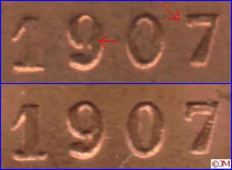 1 Penni 1907 variantti 7 lippa ehjä ja rikki