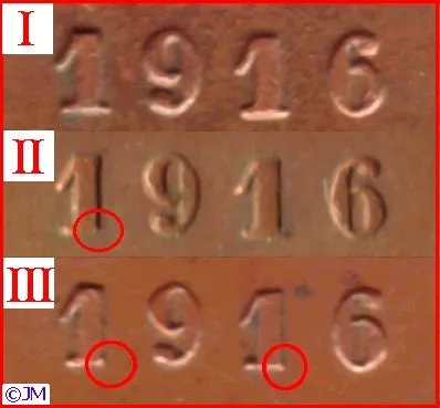 1 Penni 1916 variantit