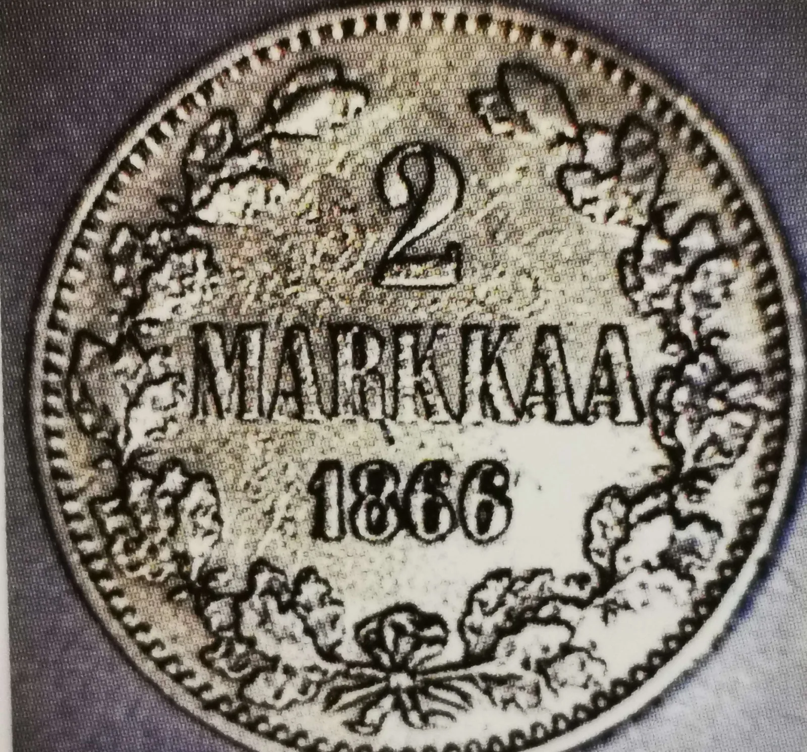 2 markkaa 1866 variantti 1.1 arvopuoli