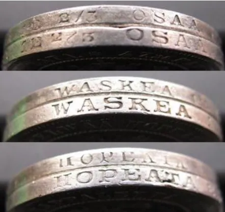 2 markkaa väärennöksien reunakirjoitukset