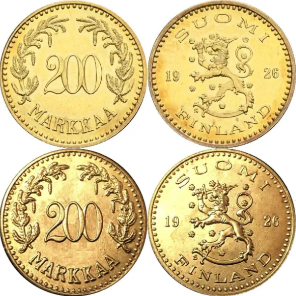 200 markkaa 1926 väärennöksen vertaaminen aitoon rahaan