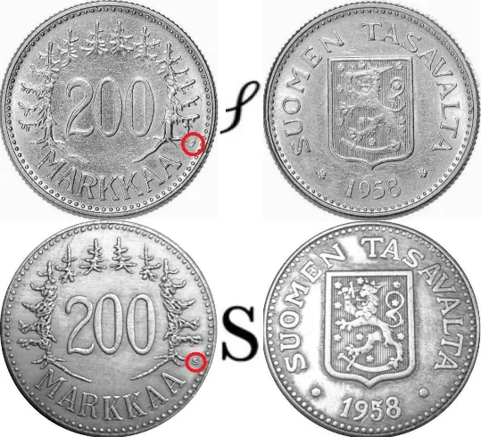 200 markkaa 1958 S väärennös