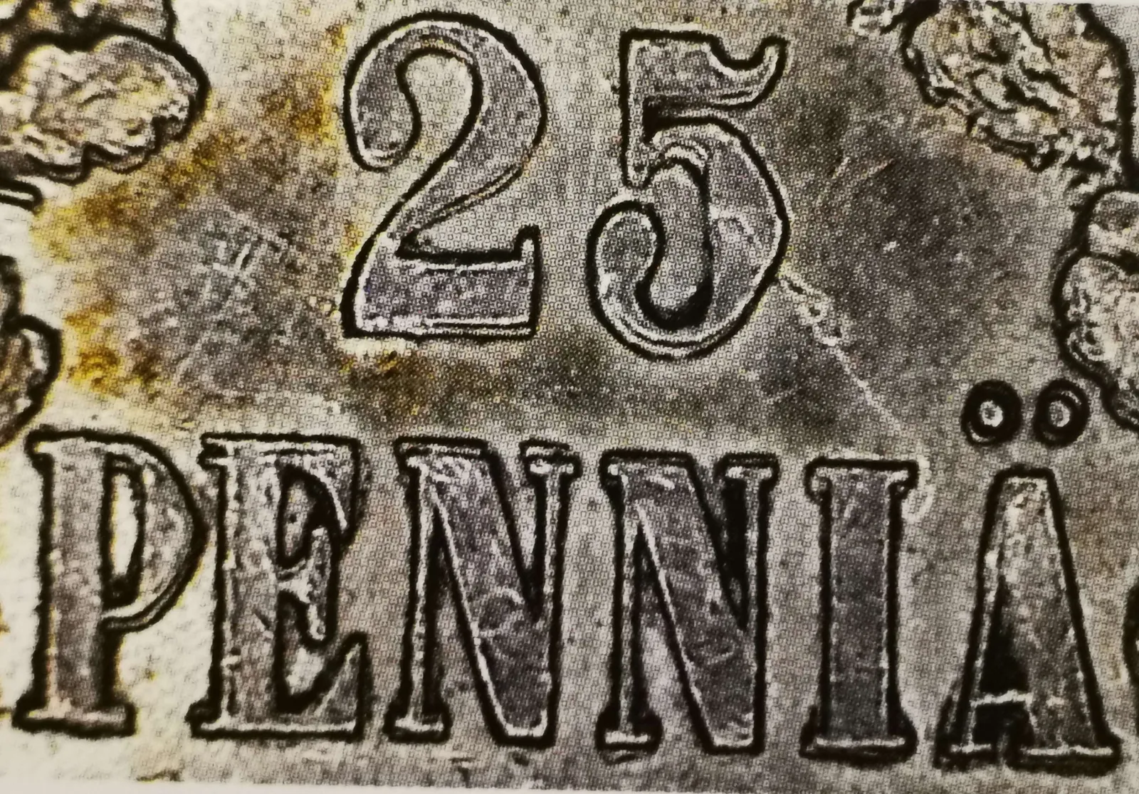 25 penniä 1865 variantti 2.1 arvopuoli