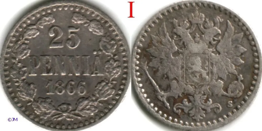 25 penniä 1866I SNY 266.1.1