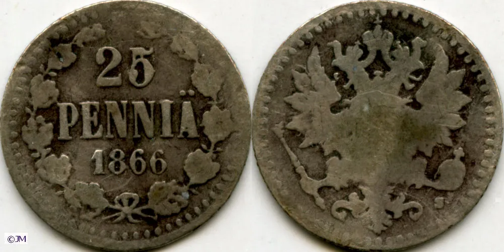 25 penniä 1866V 