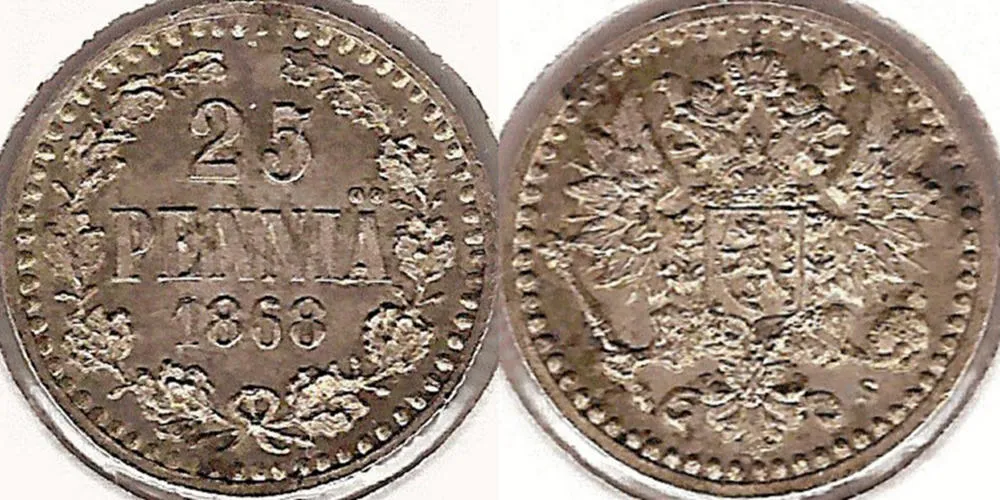 25 penniä 1868 SNY 268.2.1