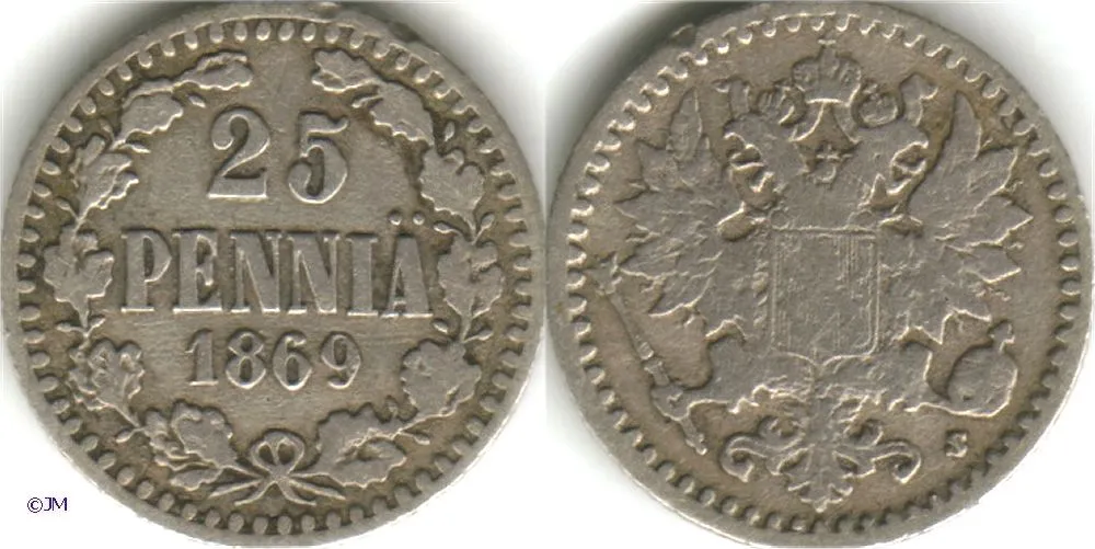 25 penniä 1869 SNY 296.1.1