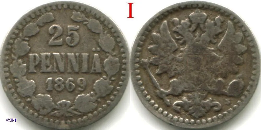 25 penniä 1869 SNY 296.2.1