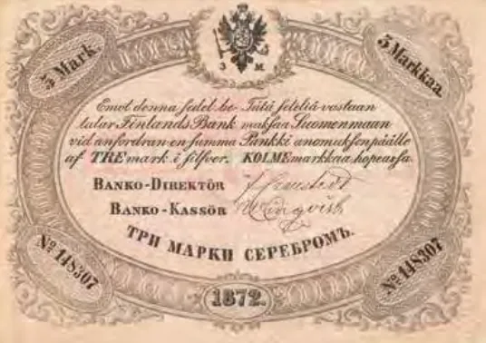 3 markkaa 1872 arvopuoli