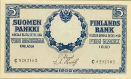 5 markkaa 1909 C sarja arvopuoli