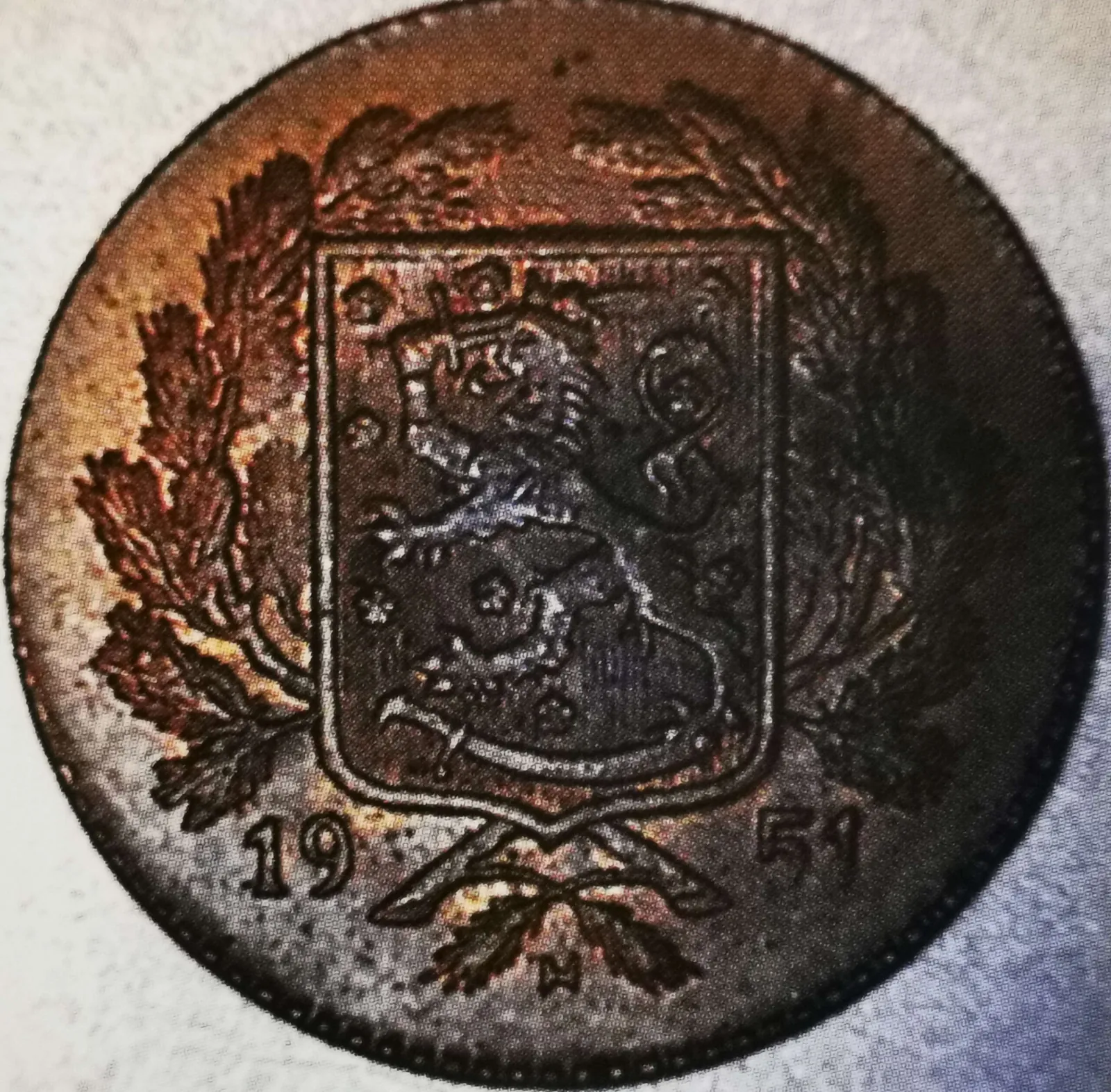 5 markkaa 1951 variantti 1.2 tunnuspuoli