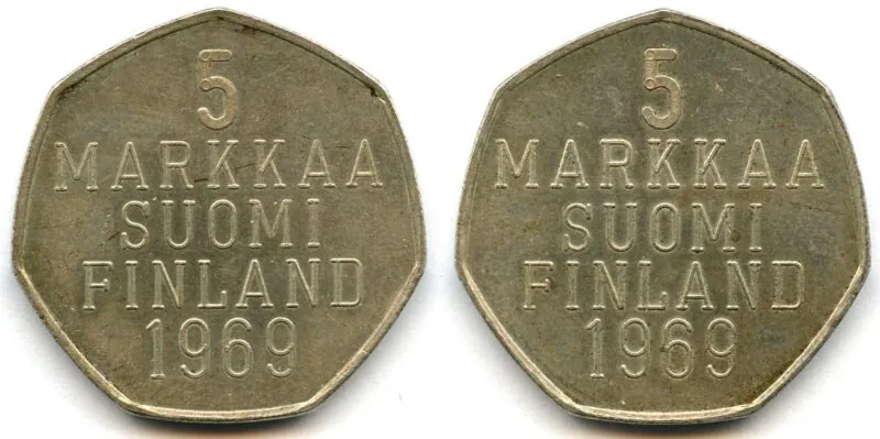 5 markkaa, kuparinikkeli (holmasto) alum