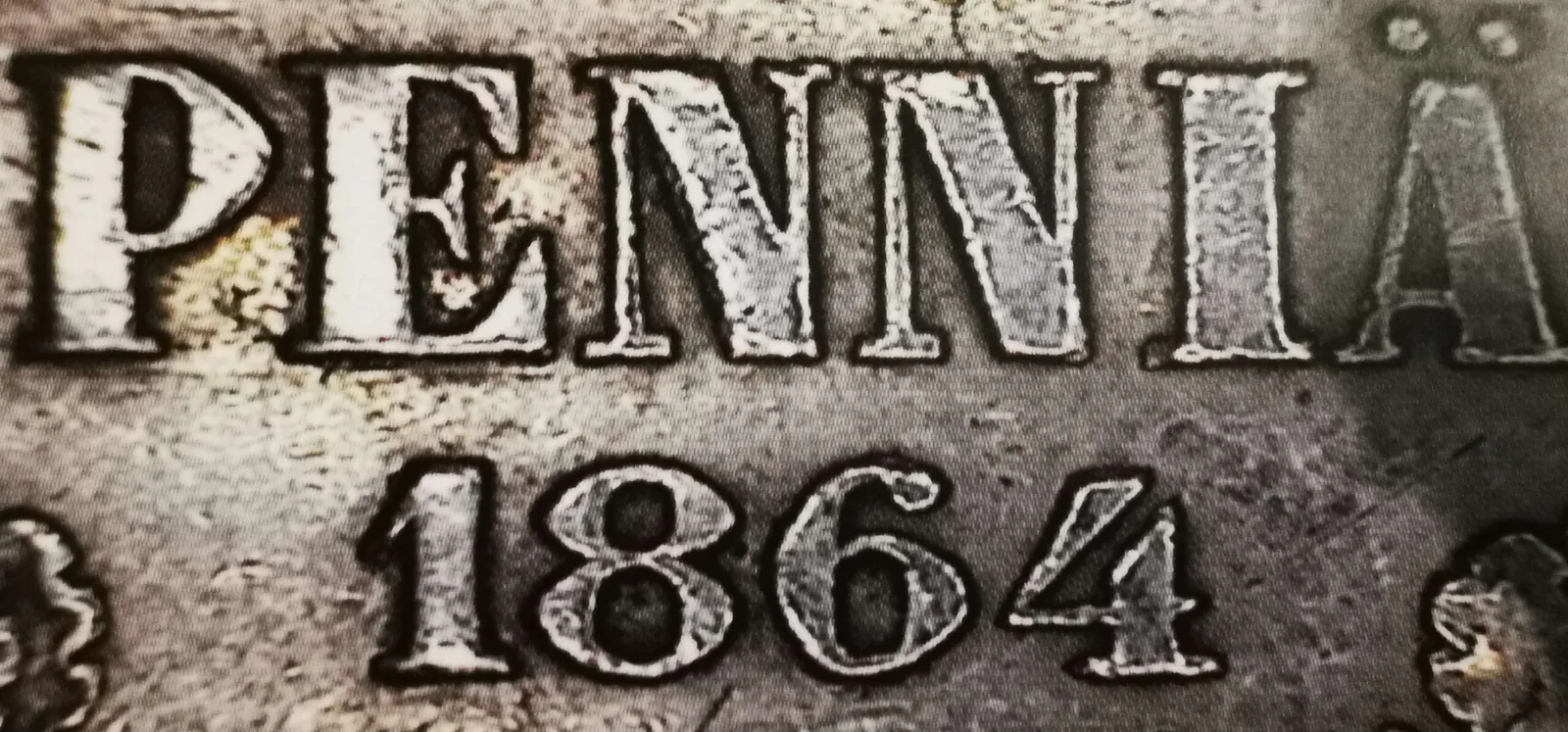 50 penniä 1864 variantti 1.1 arvopuoli