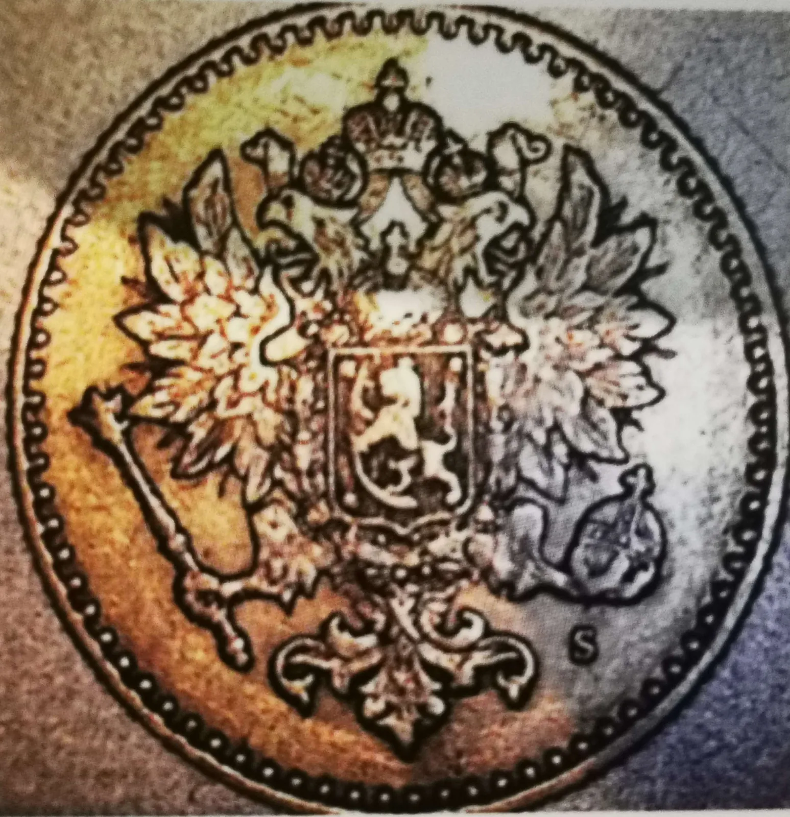 50 penniä 1864 variantti 1.2 tunnuspuoli