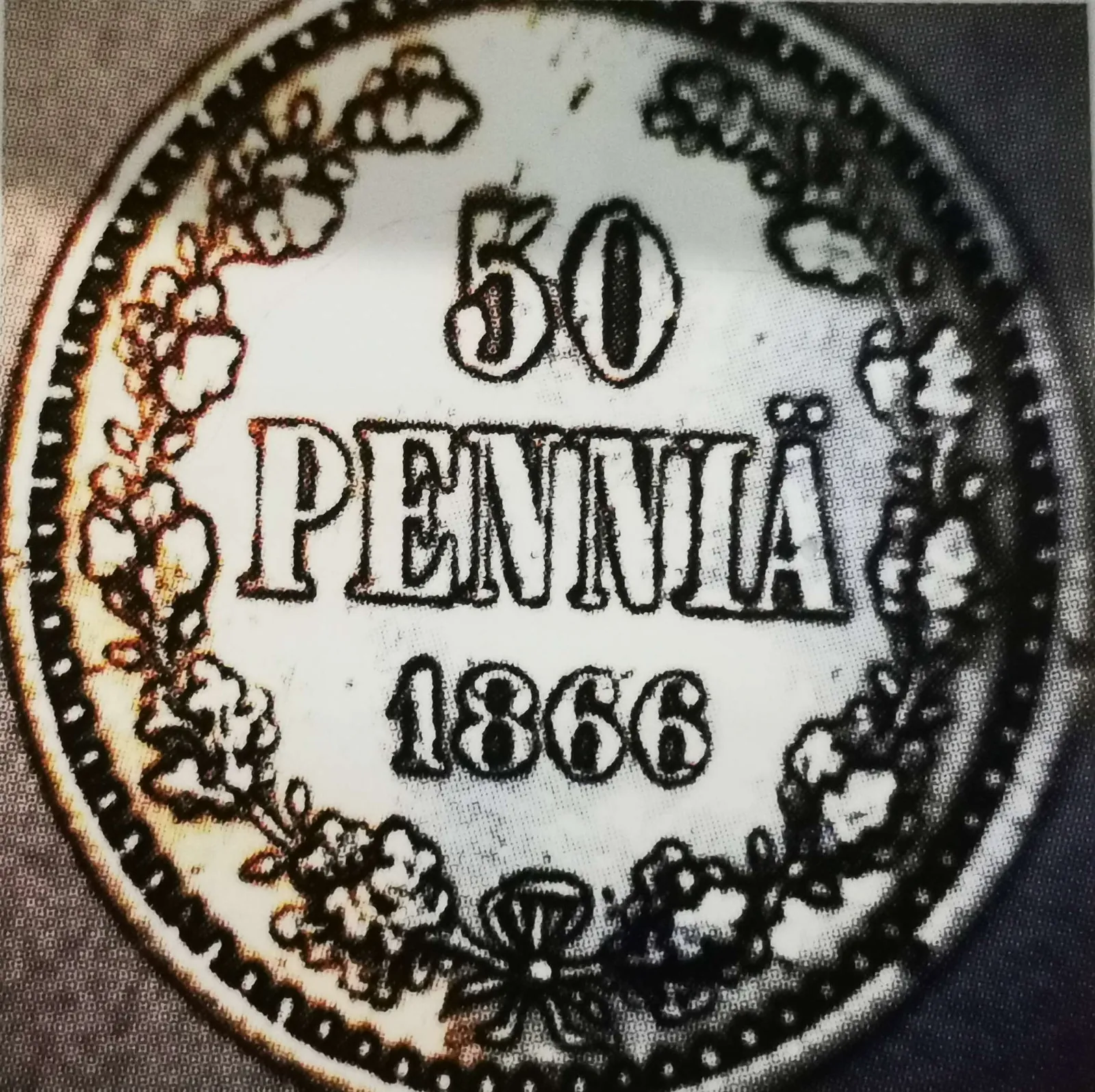 50 penniä 1866 variantti 1.1 arvopuoli