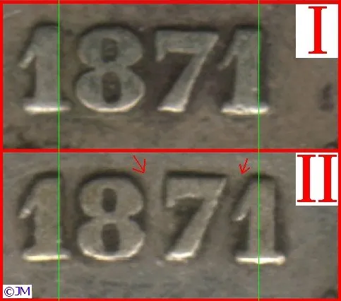 50 penniä 1871 variantit