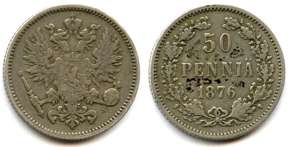 50 penniä 1876 - Harvinainen vuosi - Suomenmarkat.fi