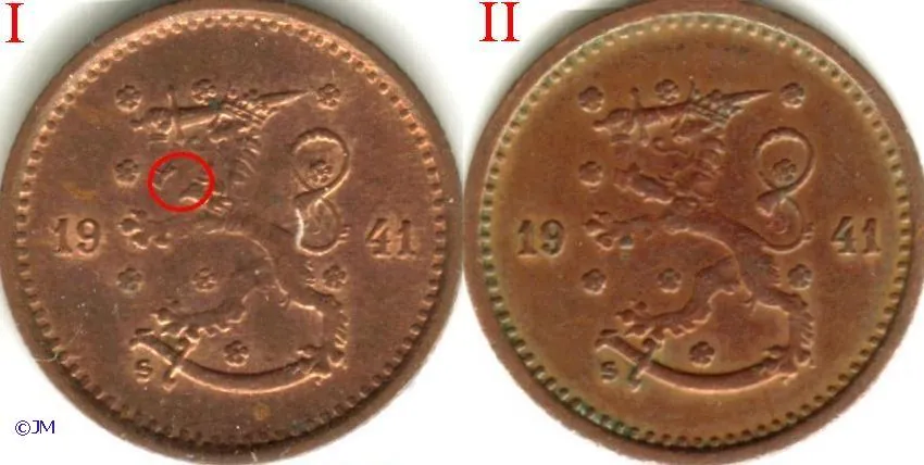 50 penniä 1941 variantit