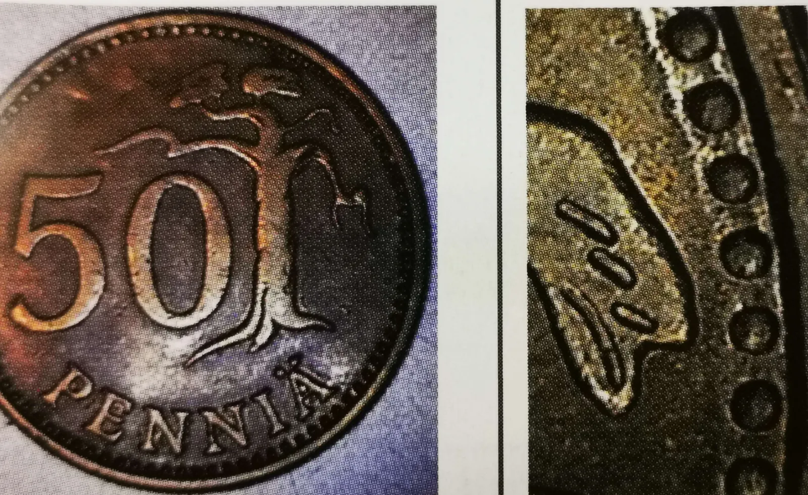 50 penniä 1971 variantti 1.3 tunnuspuoli