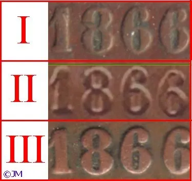 5 Penniä 1866 variantit