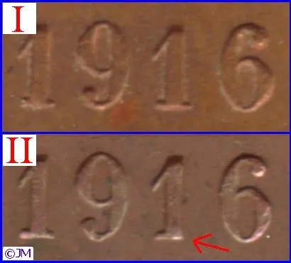 5 penniä 1916 variantit